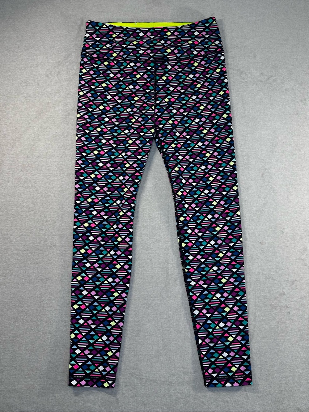 Victoria's Secret Women's Black Leggings with Neon Geometric Print